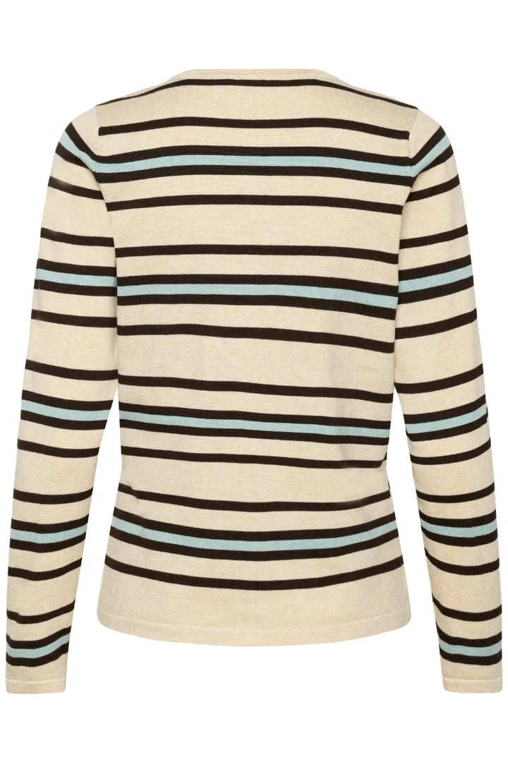 St Tropez Pila Cardigan | Brown Rice Ether Stripe