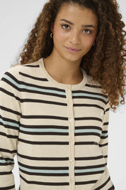 St Tropez Pila Cardigan | Brown Rice Ether Stripe