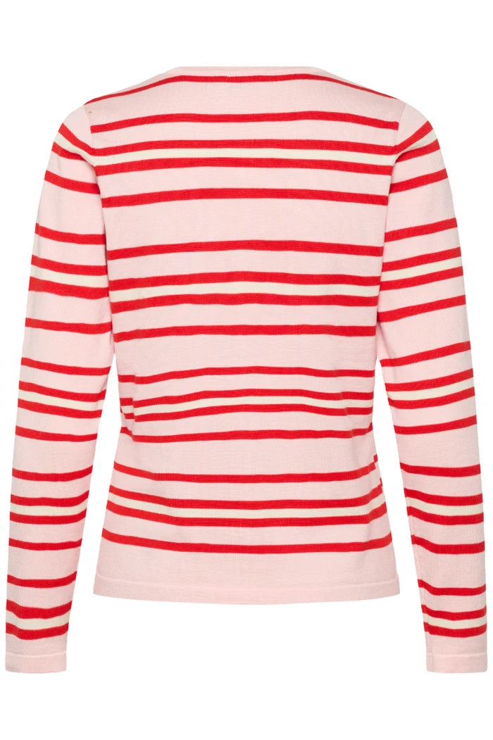 St Tropez Pila Cardigan | Pink Red Stripe