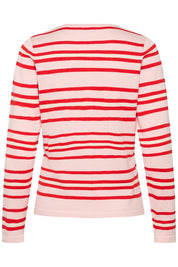 St Tropez Pila Cardigan | Pink Red Stripe