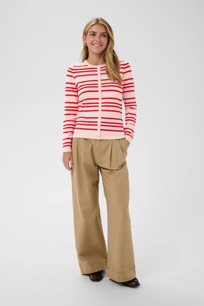 St Tropez Pila Cardigan | Pink Red Stripe