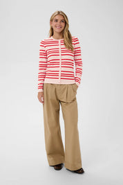 St Tropez Pila Cardigan | Pink Red Stripe