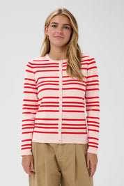 St Tropez Pila Cardigan | Pink Red Stripe