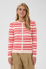 St Tropez Pila Cardigan | Pink Red Stripe