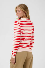St Tropez Pila Cardigan | Pink Red Stripe