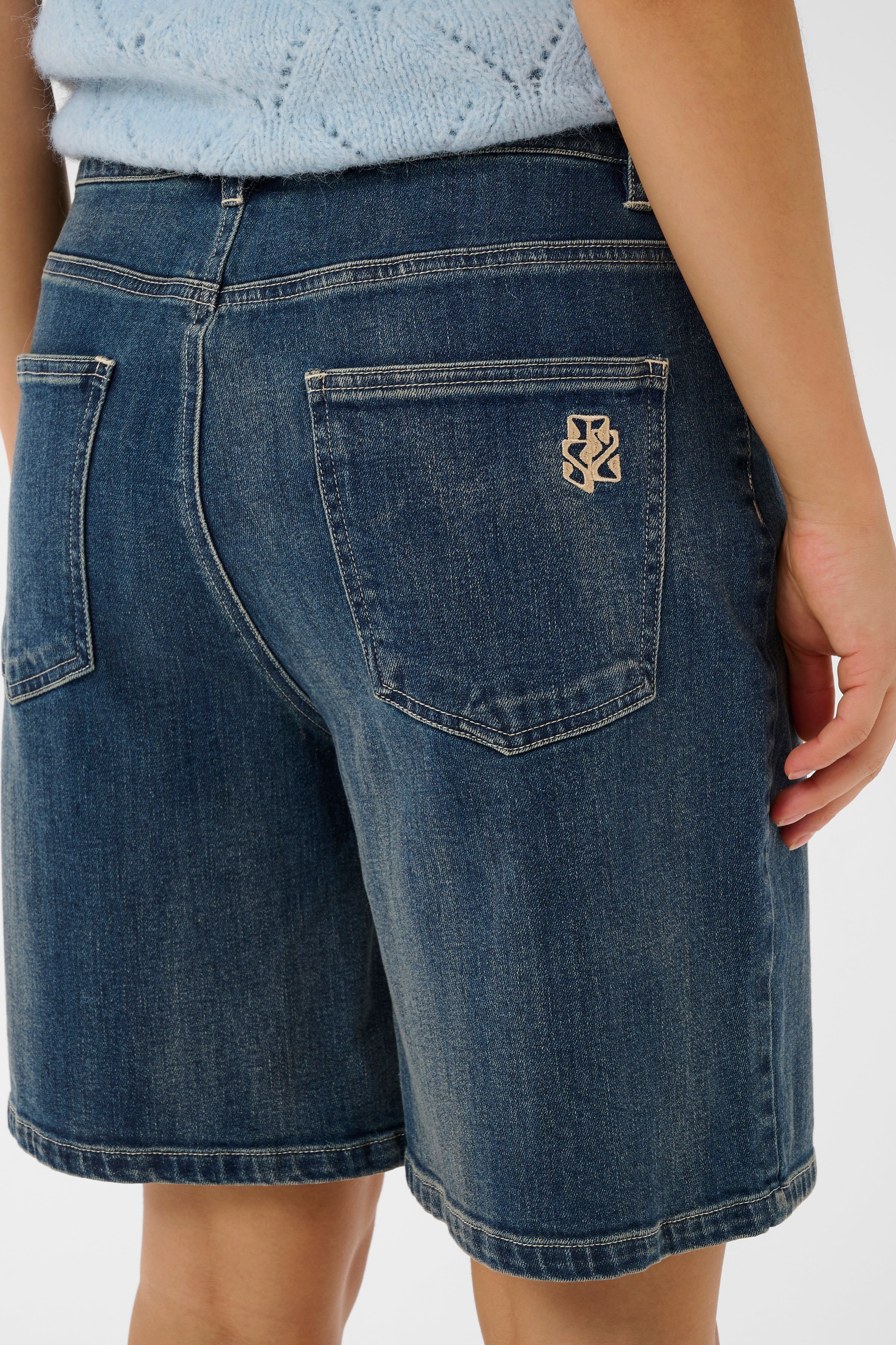 St Tropez Polina Jean Shorts | Mid Denim Blue