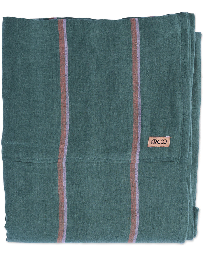 Kip & Co Wakame Crush Stripe Linen Flat Sheet | Queen