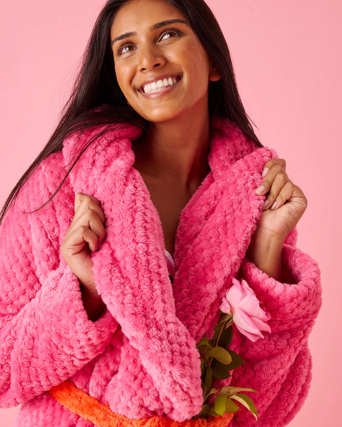 Kip & Co Kiss Me Cosy Robe | Hot Pink Orange