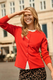 Saint Tropez Mila Slim Fit Ribbed Cardigan | Valiant Poppy