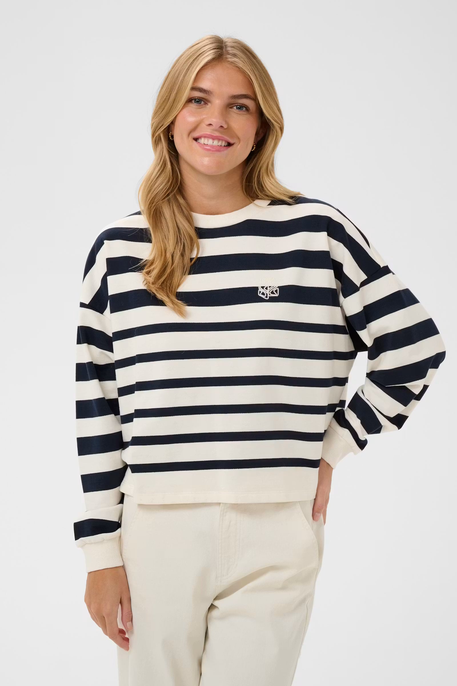 St Tropez Philene Sweatshirt | Night Sky Stripe