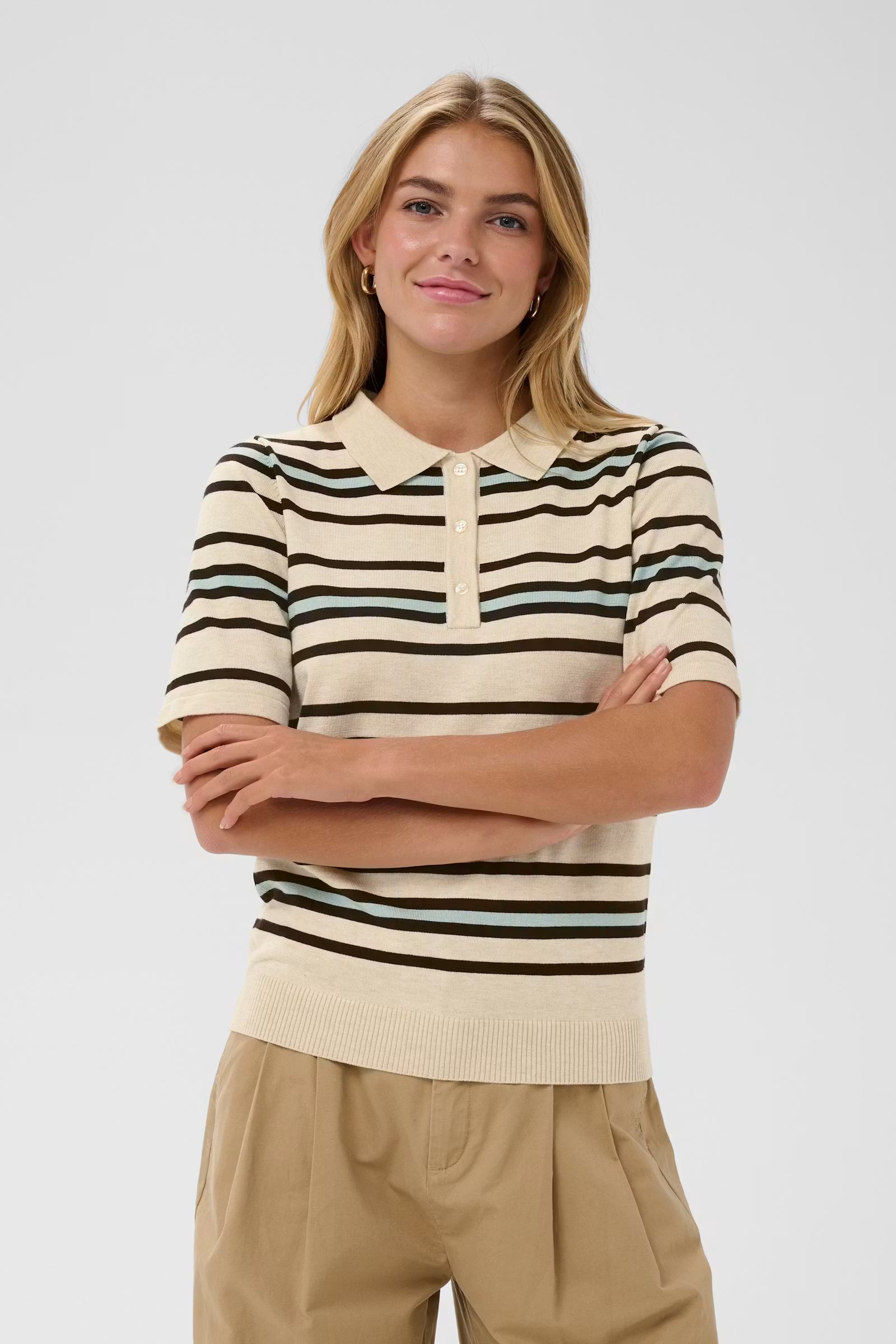 St Tropez Pila Polo | Brown Rice Ether Multi Stripe