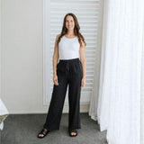 Moke Indiana Wide Leg Pant | Black With Satin