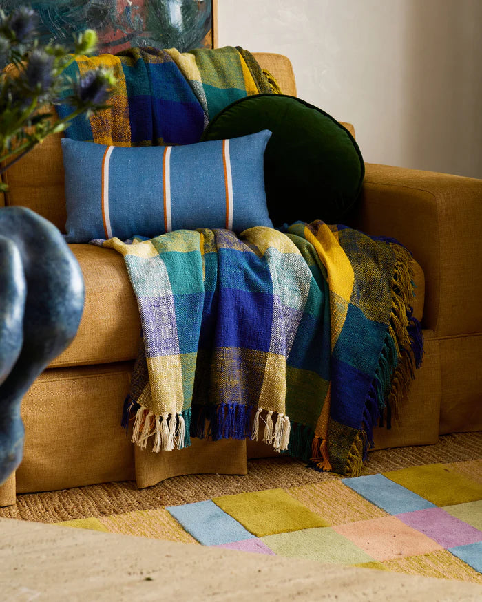 Kip & Co Lagoon Stripe Upholstery Rectangle Cushion | Blue