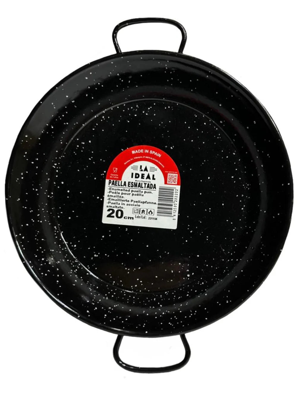 Spanish Paella Pan Traditional Enamelled | Black