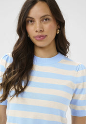 Saint Tropez Mila Block Stripe Pullover | Cerulean Beige Stripe