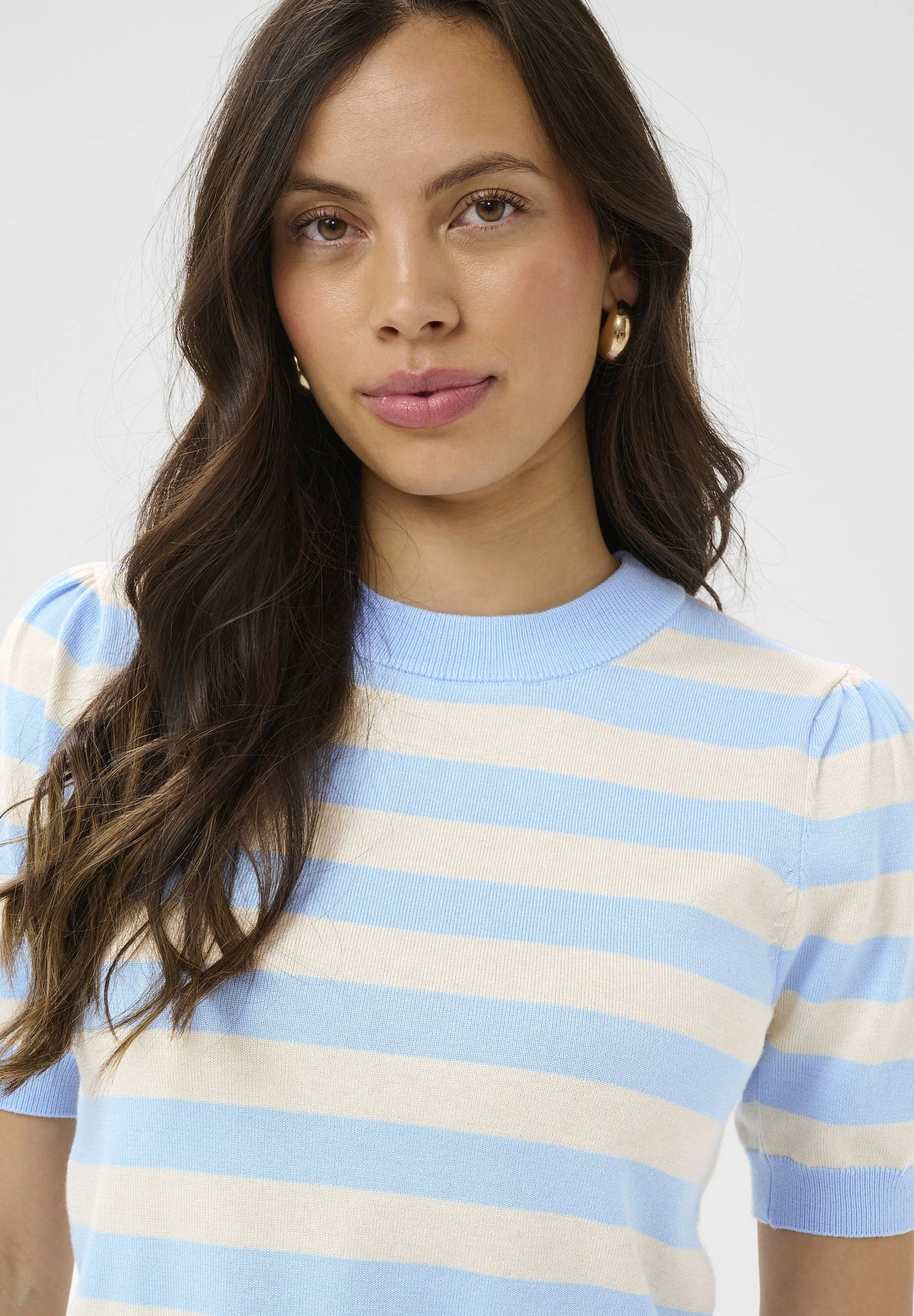 Saint Tropez Mila Block Stripe Pullover | Cerulean Beige Stripe