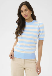 Saint Tropez Mila Block Stripe Pullover | Cerulean Beige Stripe