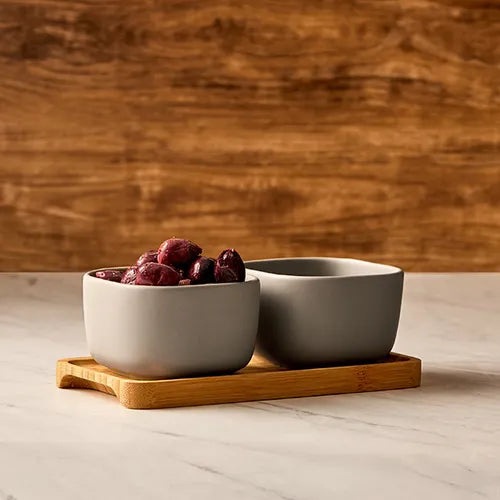 Bia Share Set of 2 Square Bowls | Grey