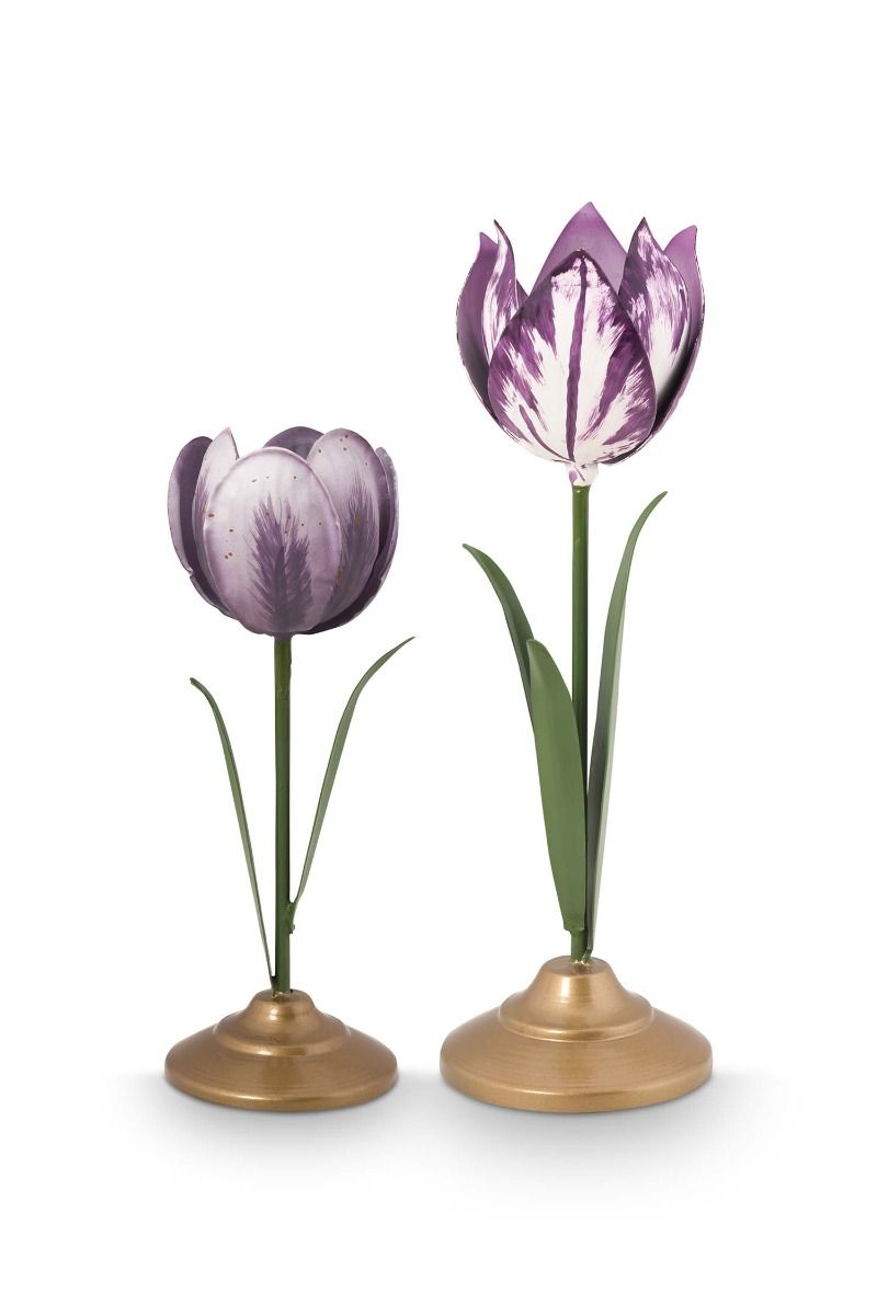 Pip Studio Tulip Candle Holder Set Of 2 | Lilac