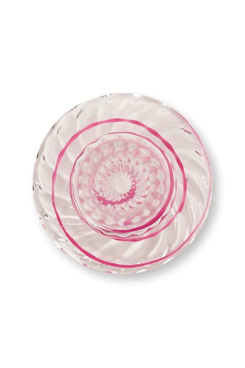 Crave Glass Candle  Holder Pink Swirl | 20cm