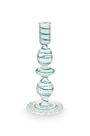 Crave Glass Candle Holder Blue Swirl | 20cm