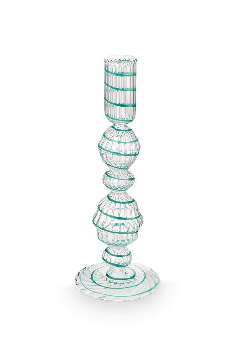 Crave Glass Candle Holder Blue Swirl | 22cm