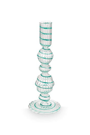 Crave Glass Candle Holder Blue Swirl | 22cm