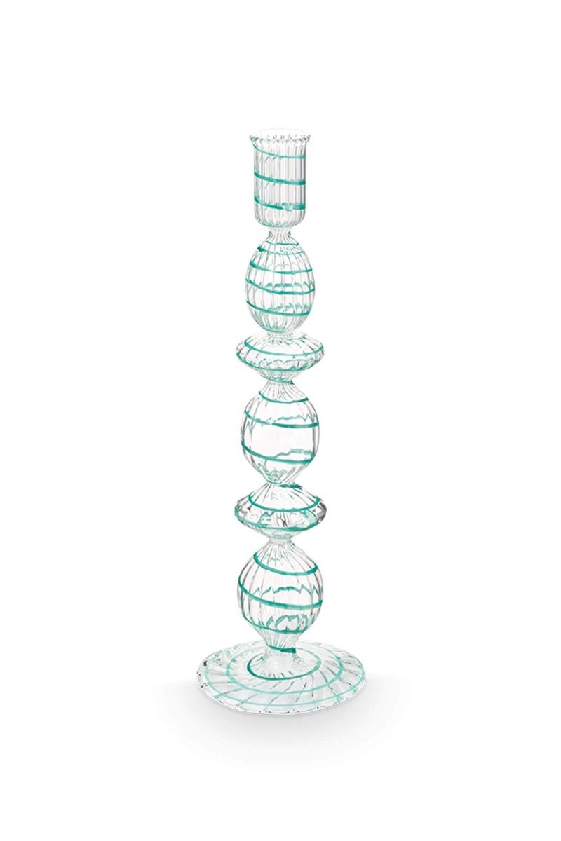 Crave Glass Candle Holder Blue Swirl | 28cm