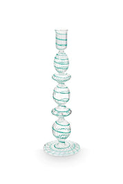 Crave Glass Candle Holder Blue Swirl | 28cm
