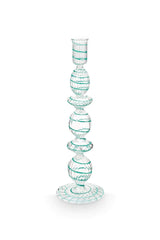 Crave Glass Candle Holder Blue Swirl | 28cm