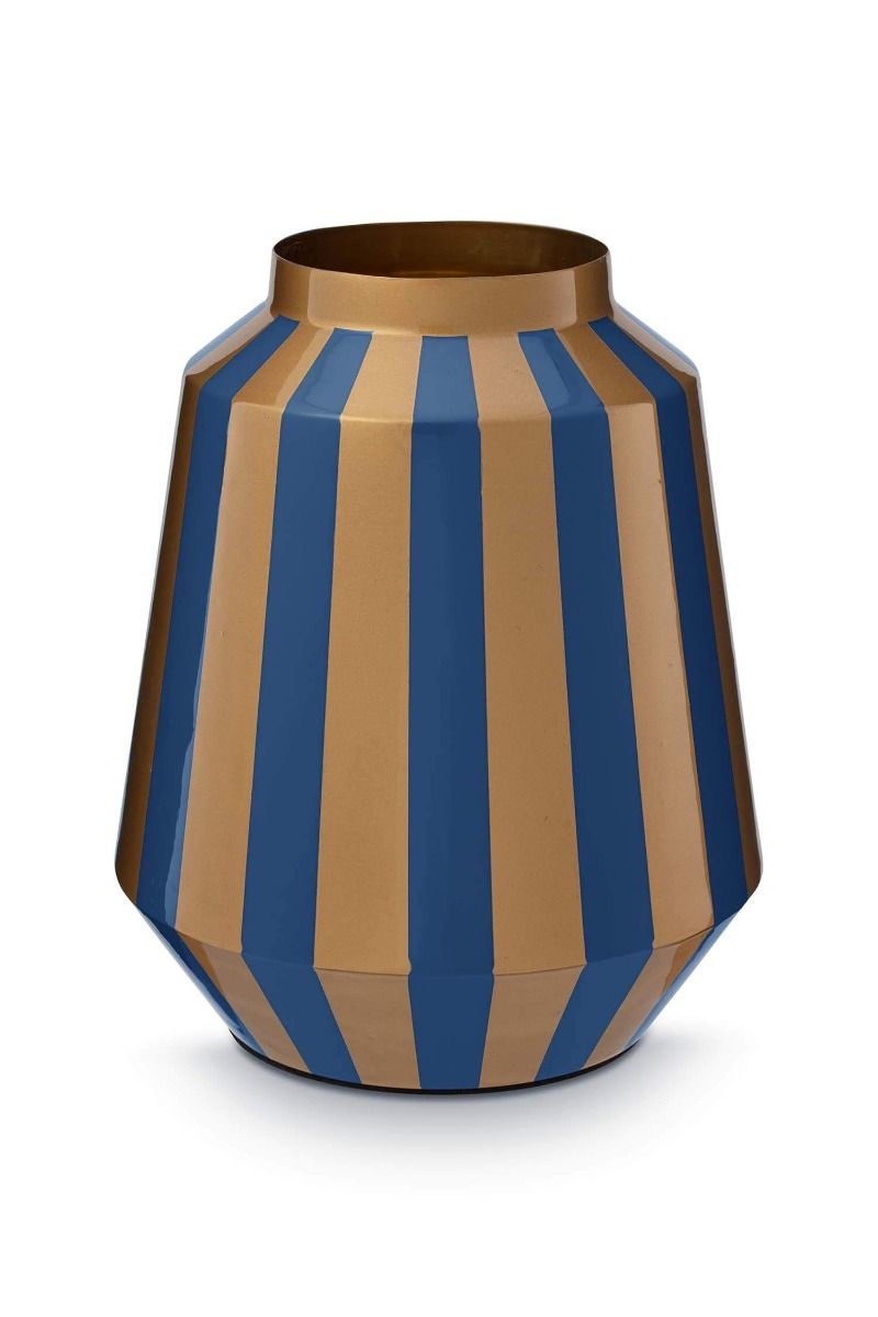 Pip Studio Metal Stripes Vase | Navy Gold