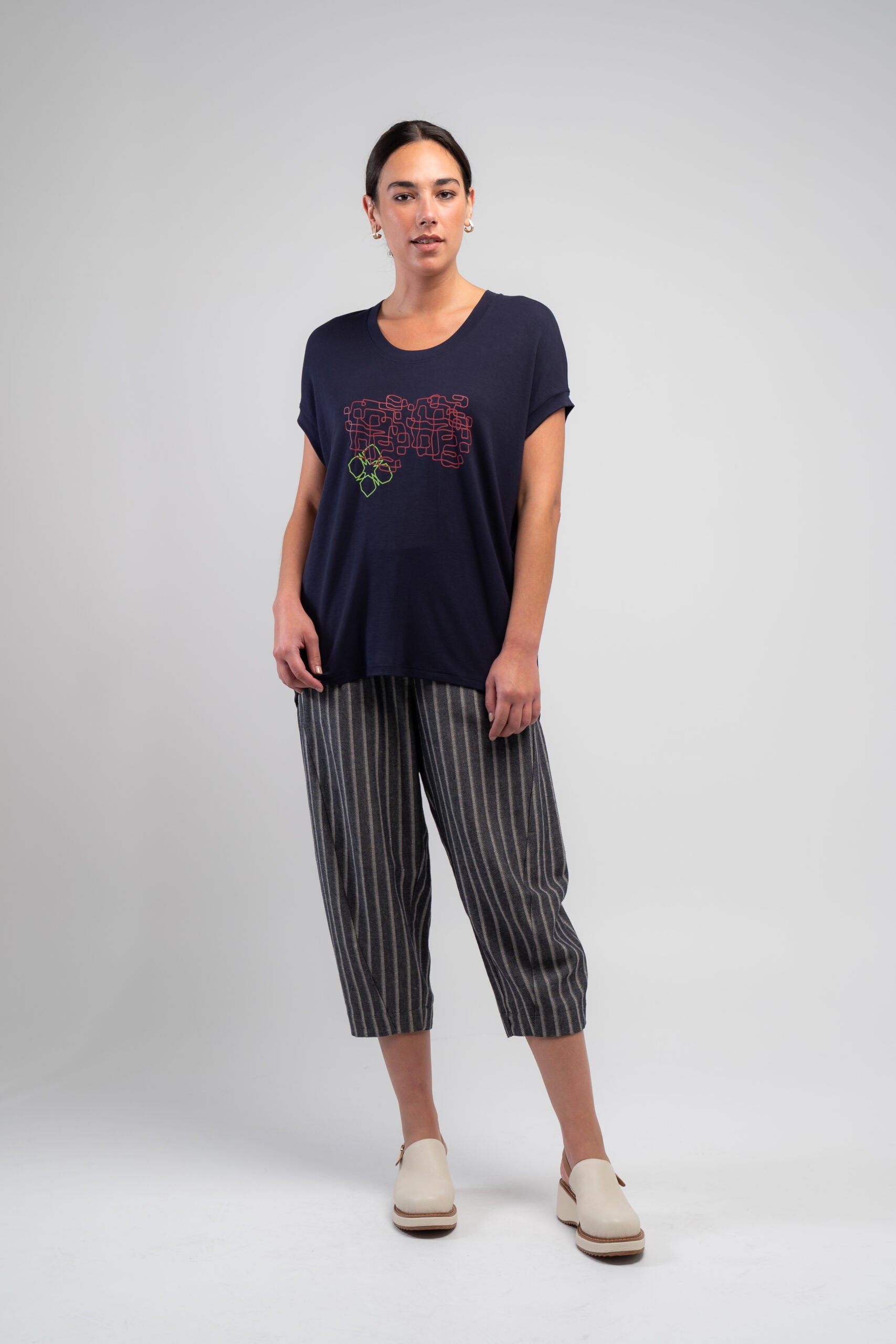 Obi Denim Stripe Barrel Jean | Blue