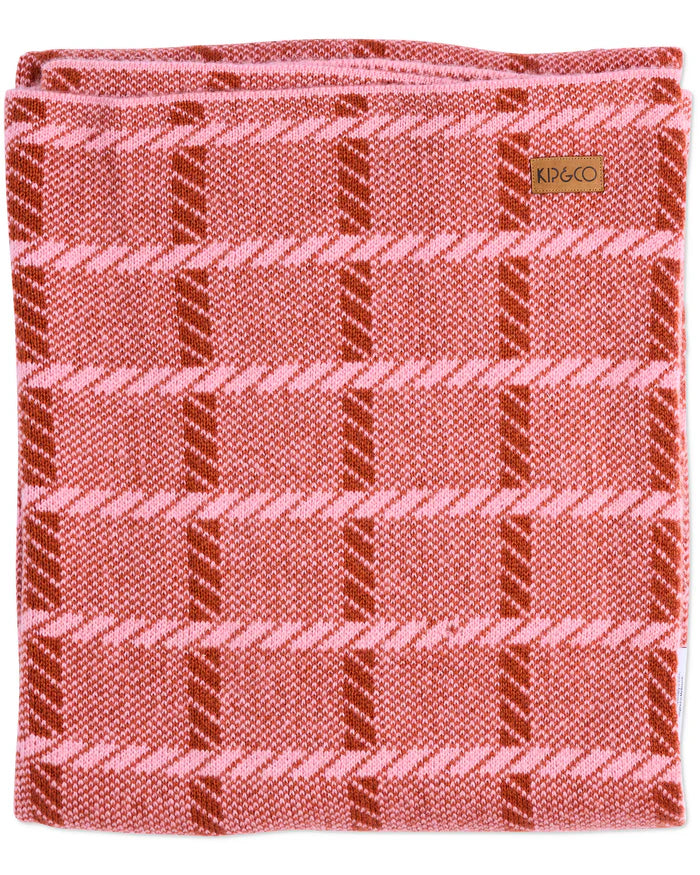 Kip & Co Creme Brulee Check Blanket | Candy Pink