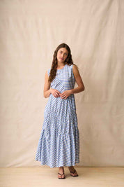 Neris In Stitches Dress | Blue Check
