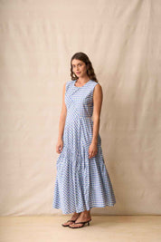 Neris In Stitches Dress | Blue Check