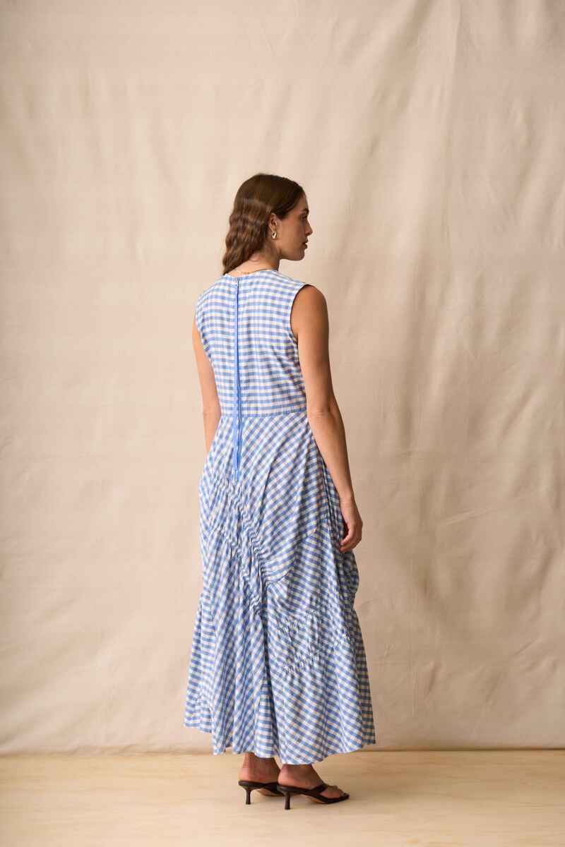 Neris In Stitches Dress | Blue Check