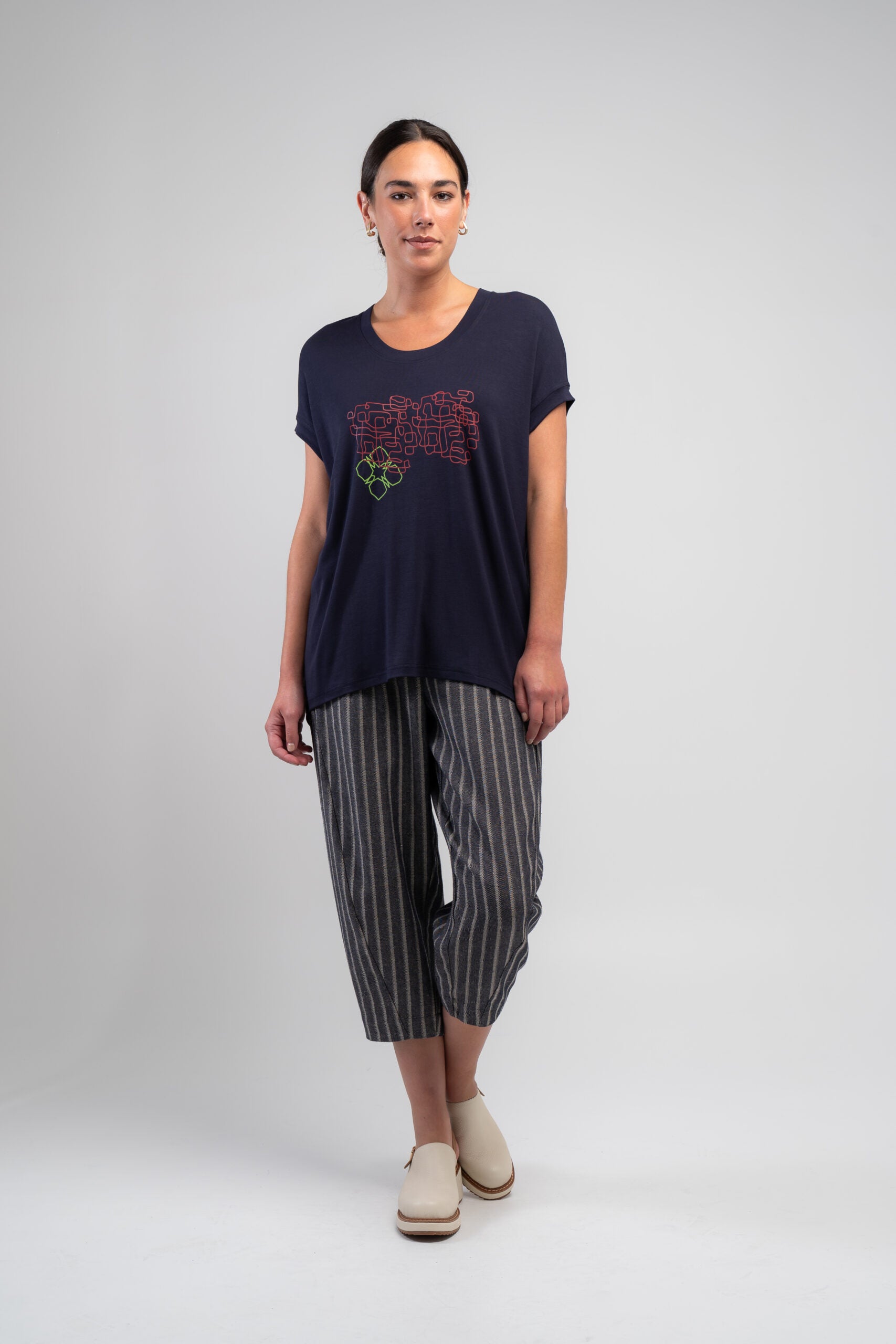 Obi Denim Stripe Barrel Jean | Blue