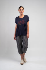 Obi Denim Stripe Barrel Jean | Blue