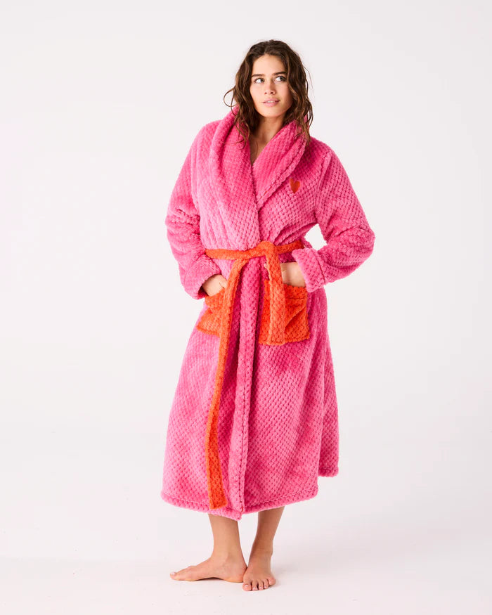 Kip & Co Kiss Me Cosy Robe | Hot Pink Orange