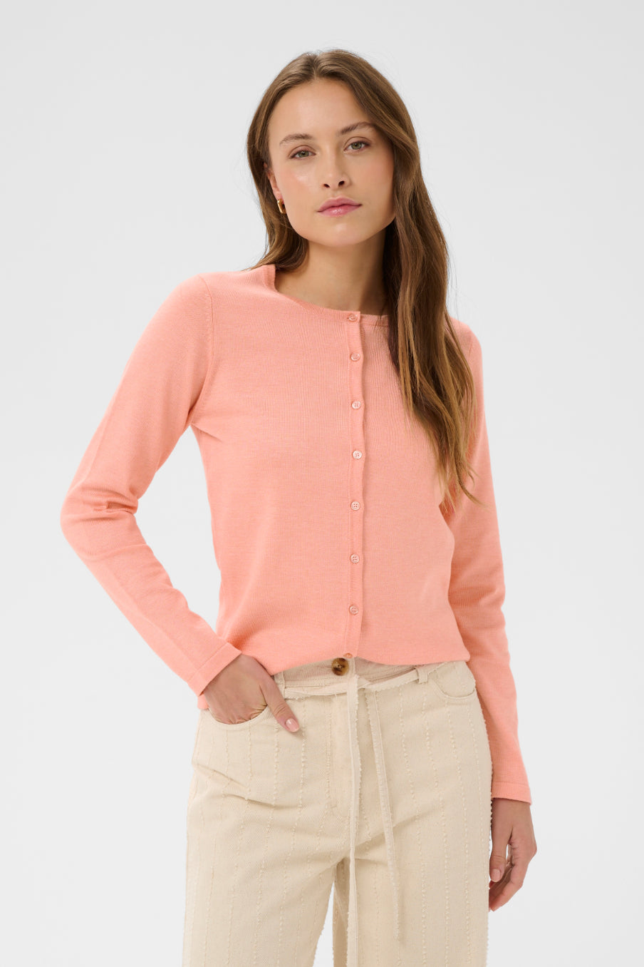 Saint Tropez Mila Round Neck Cardigan | Blooming Dahlia