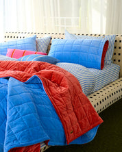 Kip & Co Blue Robin Velvet Quilted Pillowcases | Set Of 2|