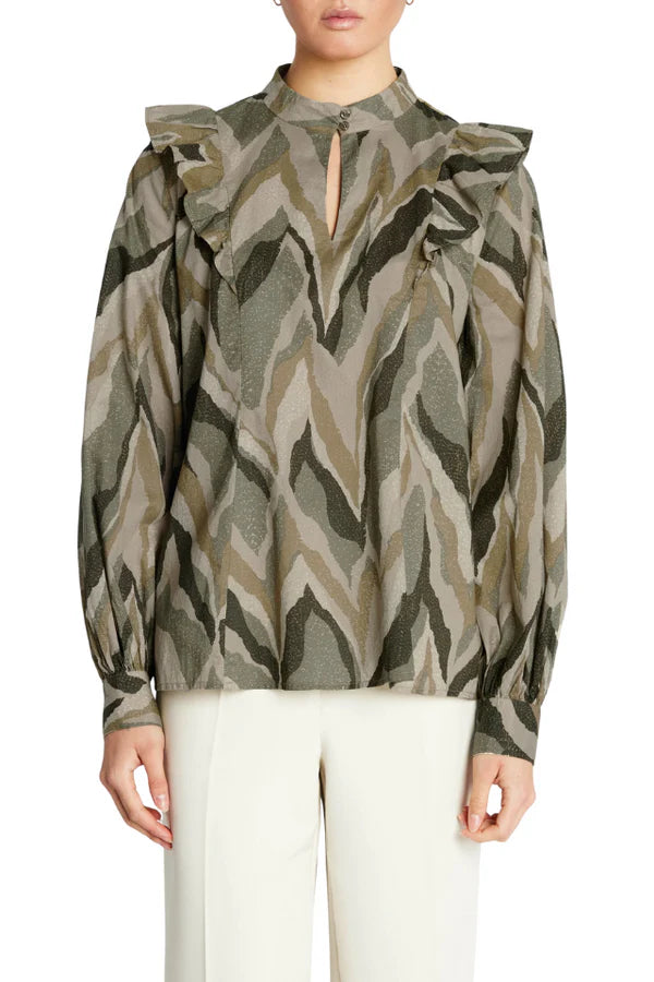 Bruuns Bazaar Aster Ziska Blouse | Green Print