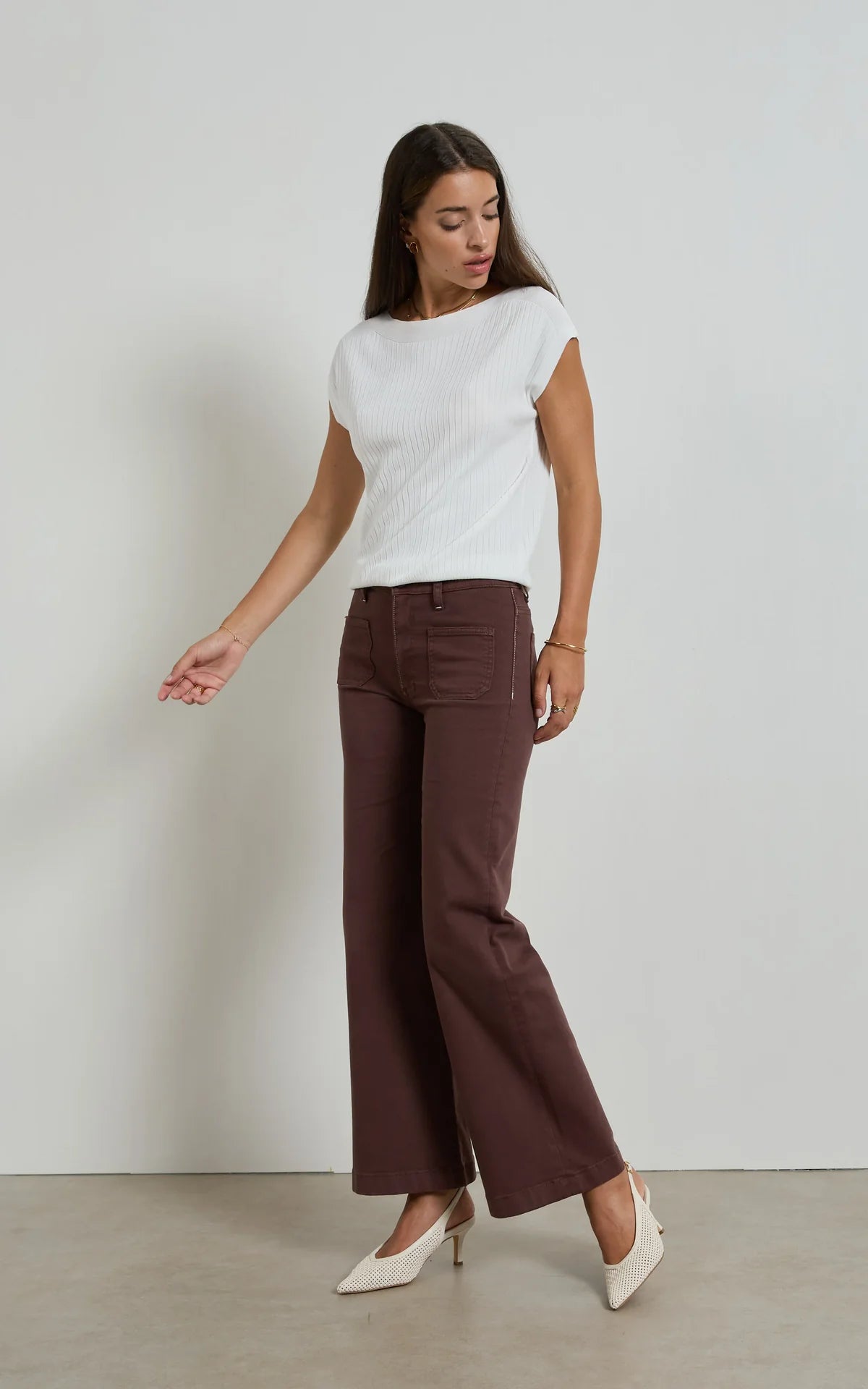 Dricoper Indy High Rise Wide Leg Jeans | French Roast