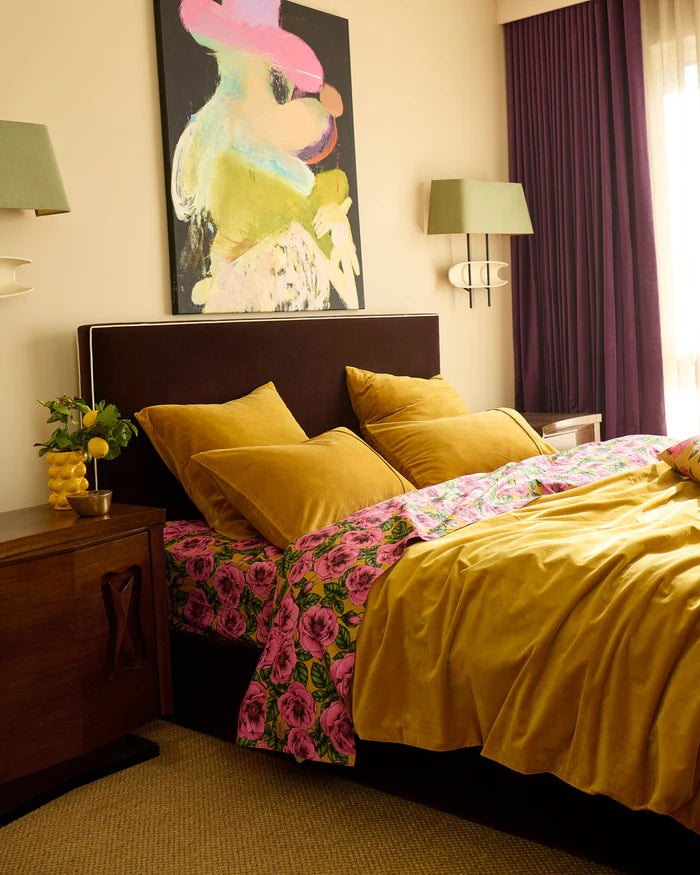Kip & Co Golden Peony Organic Cotton Flat Sheet | King
