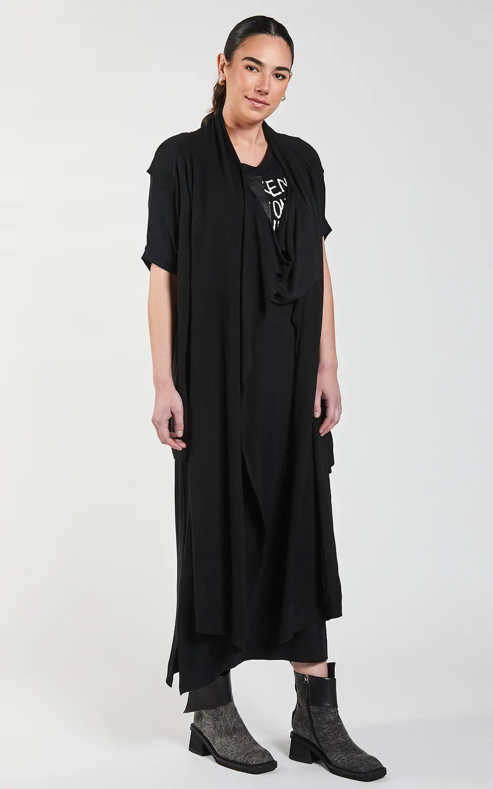 OBI Wool Drape Wrap | Black