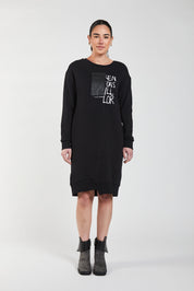 Obi Media Sweatshirt Dress | Black