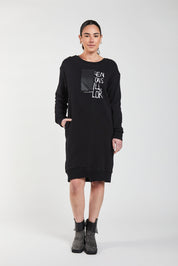 Obi Media Sweatshirt Dress | Black