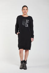Obi Media Sweatshirt Dress | Black