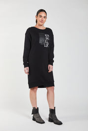 Obi Media Sweatshirt Dress | Black