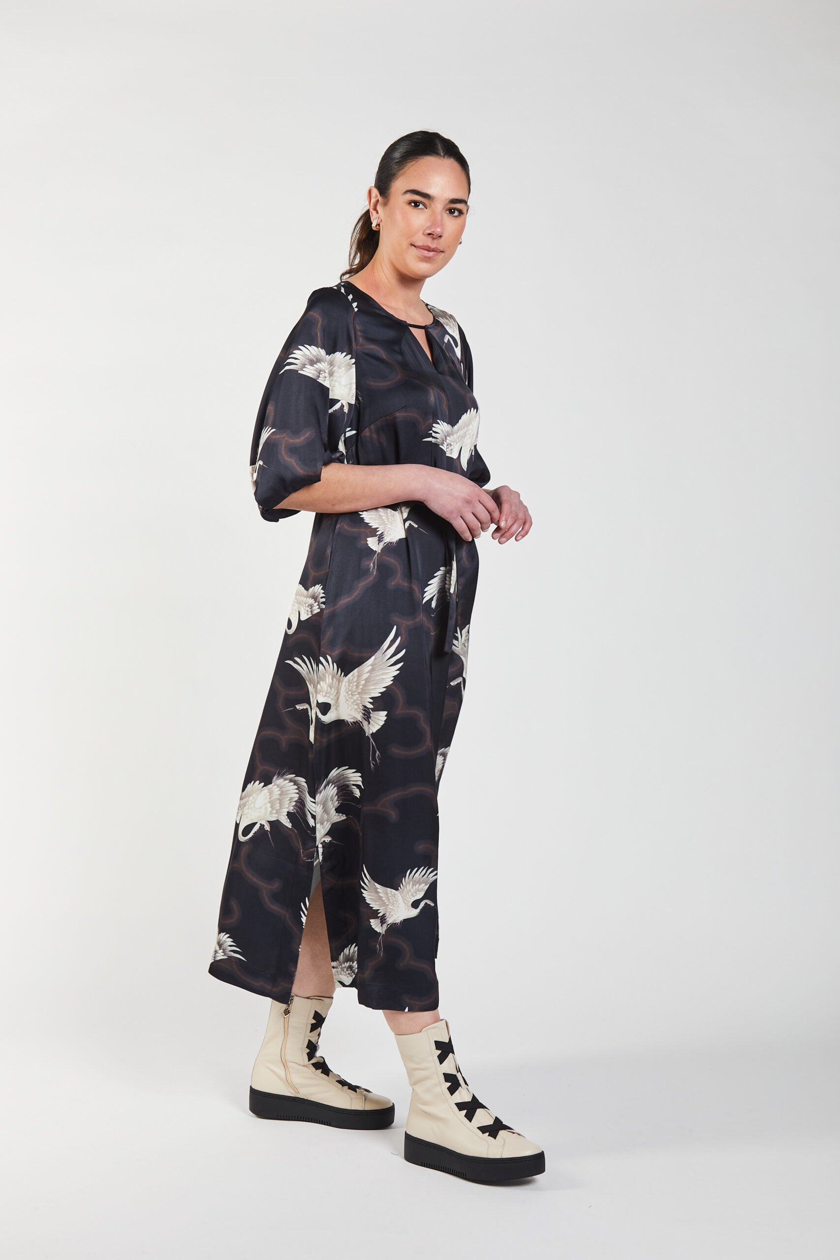 Obi Crane Shift Dress | Black